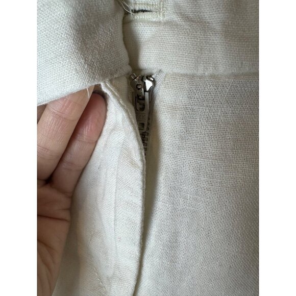 J Crew Shorts Women 10 White Linen Cotton Blend Scalloped Hem Preppy Vacation - Picture 7 of 9